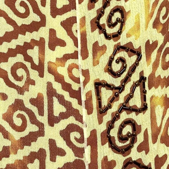 Soft Surroundings Womens Cardigan With Beaded Detail In Brown & Yellow - Picture 3 of 8